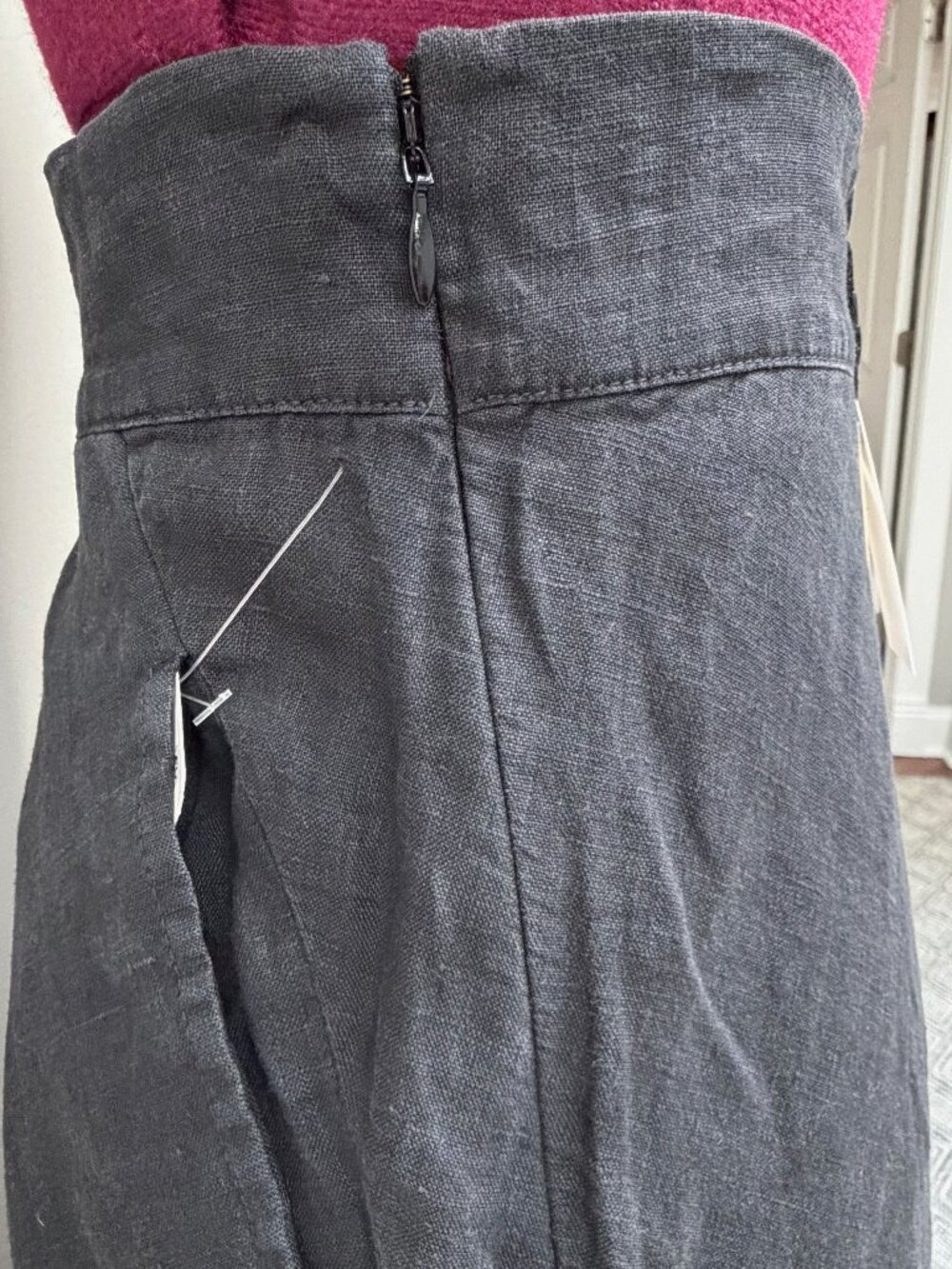 NWT Joie "Aryanna" Caviar Black Linen Midi Skirt - Size 0 - Picture 5 of 8